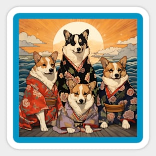 Corgis in Kimonos Sticker